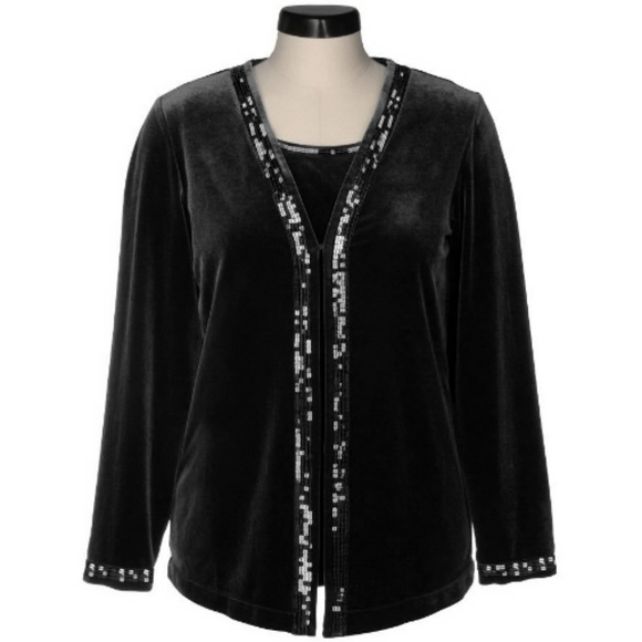 Quacker Factory Stretch Velvet Sequin Trimmed Twin - Picture 1 of 1